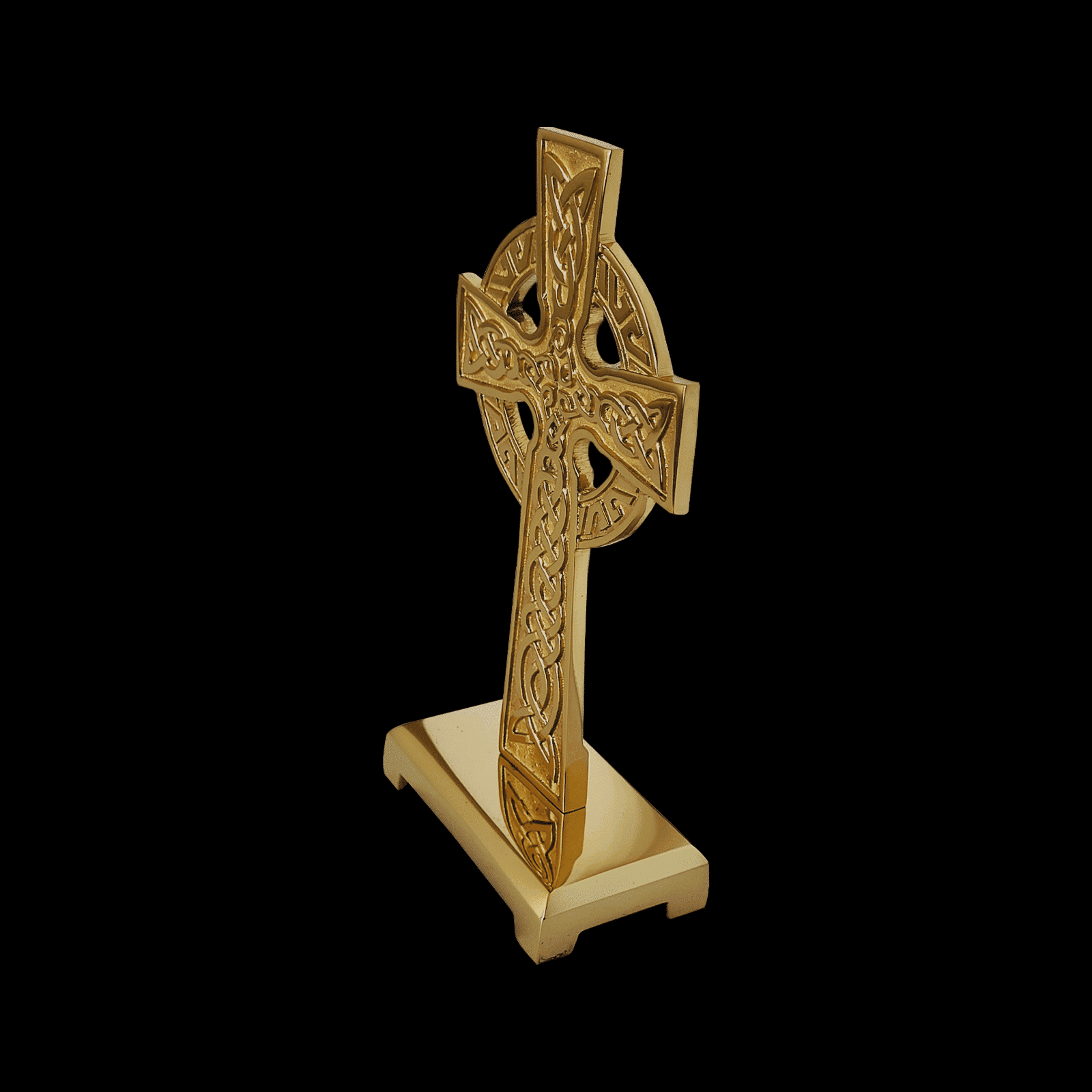 Decorative Brass Cross, 5-1/2" x 3" on Rectangle Base