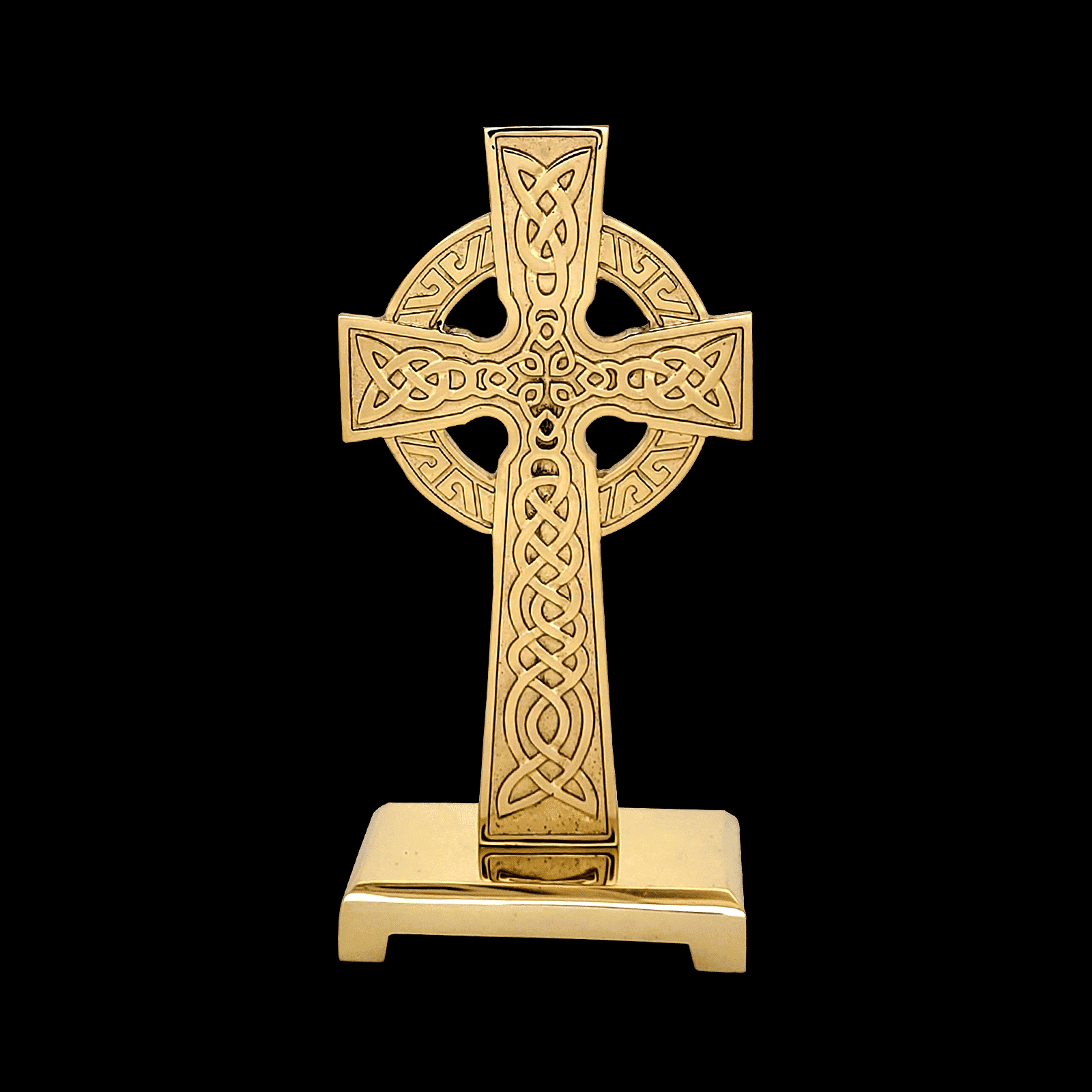 Decorative Brass Cross, 5-1/2" x 3" on Rectangle Base
