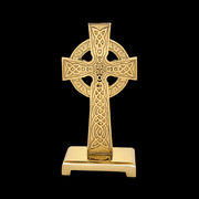 Decorative Brass Cross, 5-1/2" x 3" on Rectangle Base