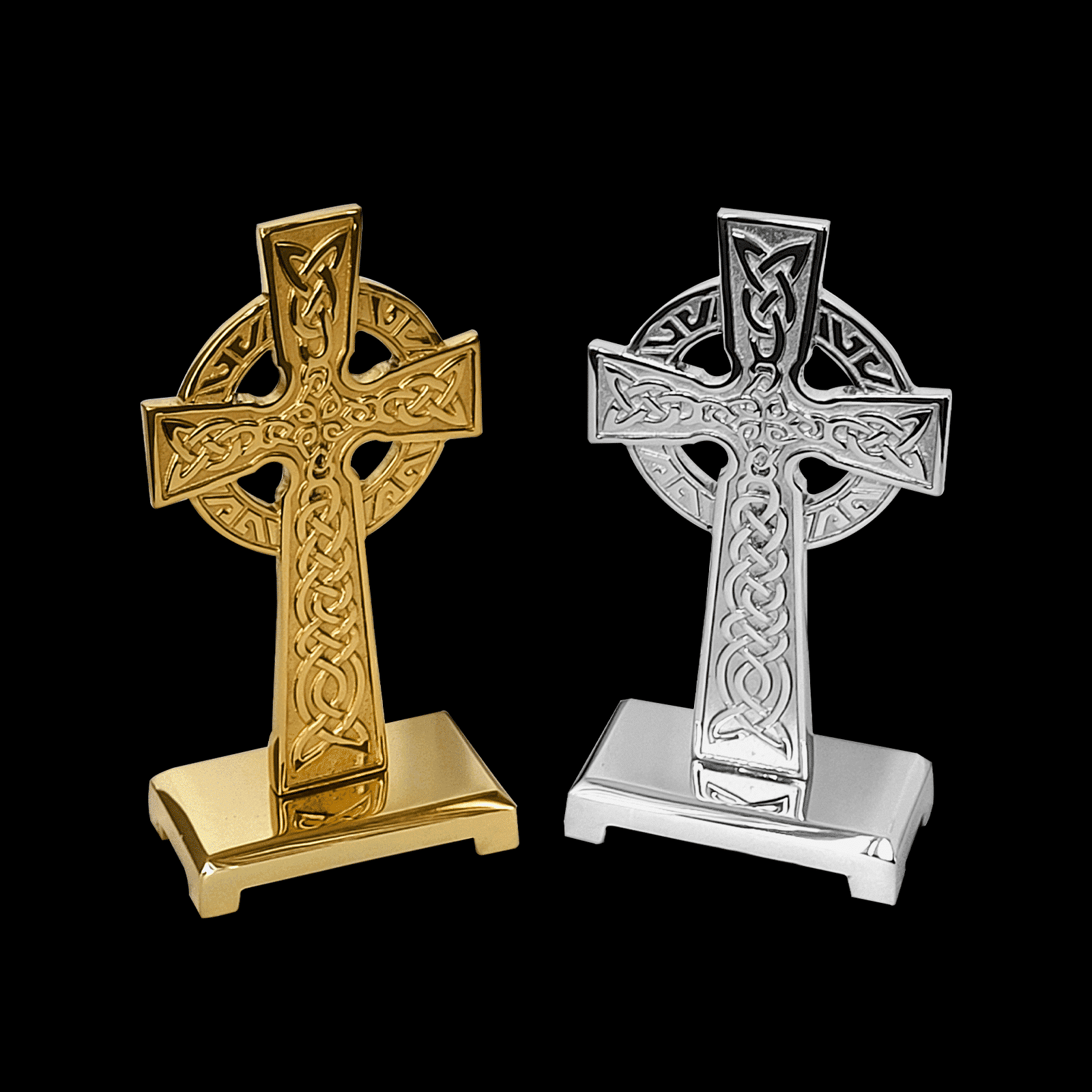Decorative Brass Cross, 5-1/2" x 3" on Rectangle Base