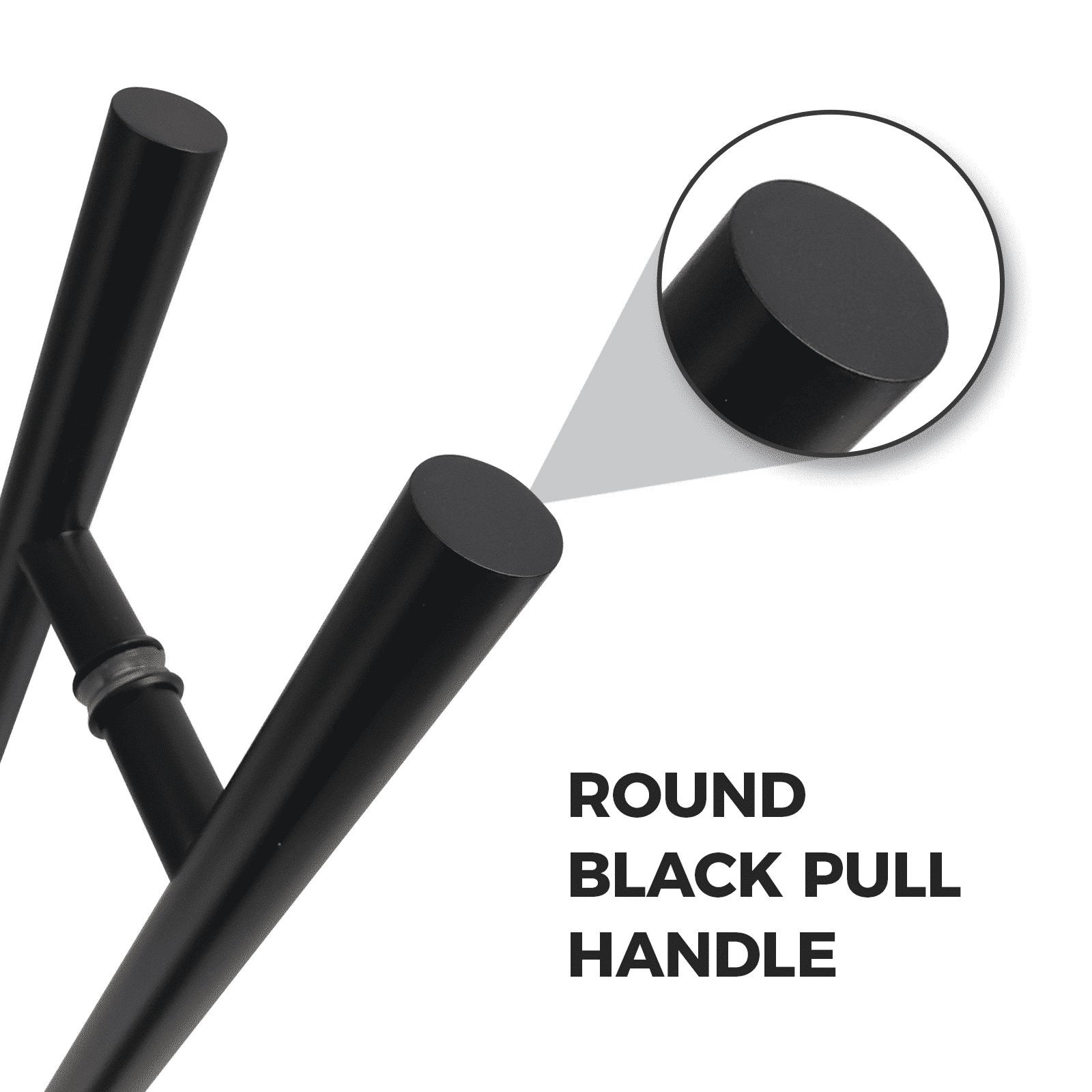 Poignée de porte d'entrée dos à dos de 61 cm (24 po) – Modèle rond en « H », style échelle moderne | Acier inoxydable 304 de qualité supérieure | Finition noir mat