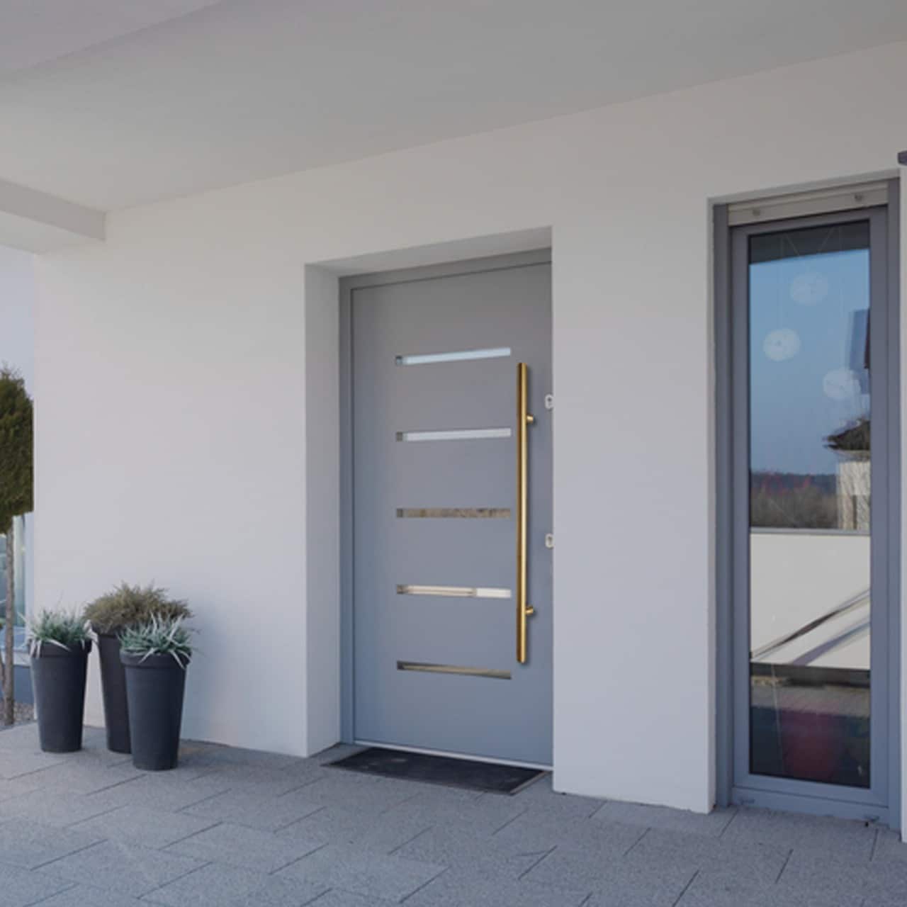 Poignée de porte d'entrée dos à dos de 61 cm (24 po) – Modèle rond en « H », style échelle moderne | Acier inoxydable 304 de qualité supérieure | Finition PVD or