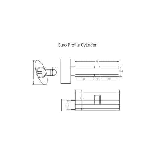 Euro profile Cylinder 70 MM, Solid Brass Square - Set
