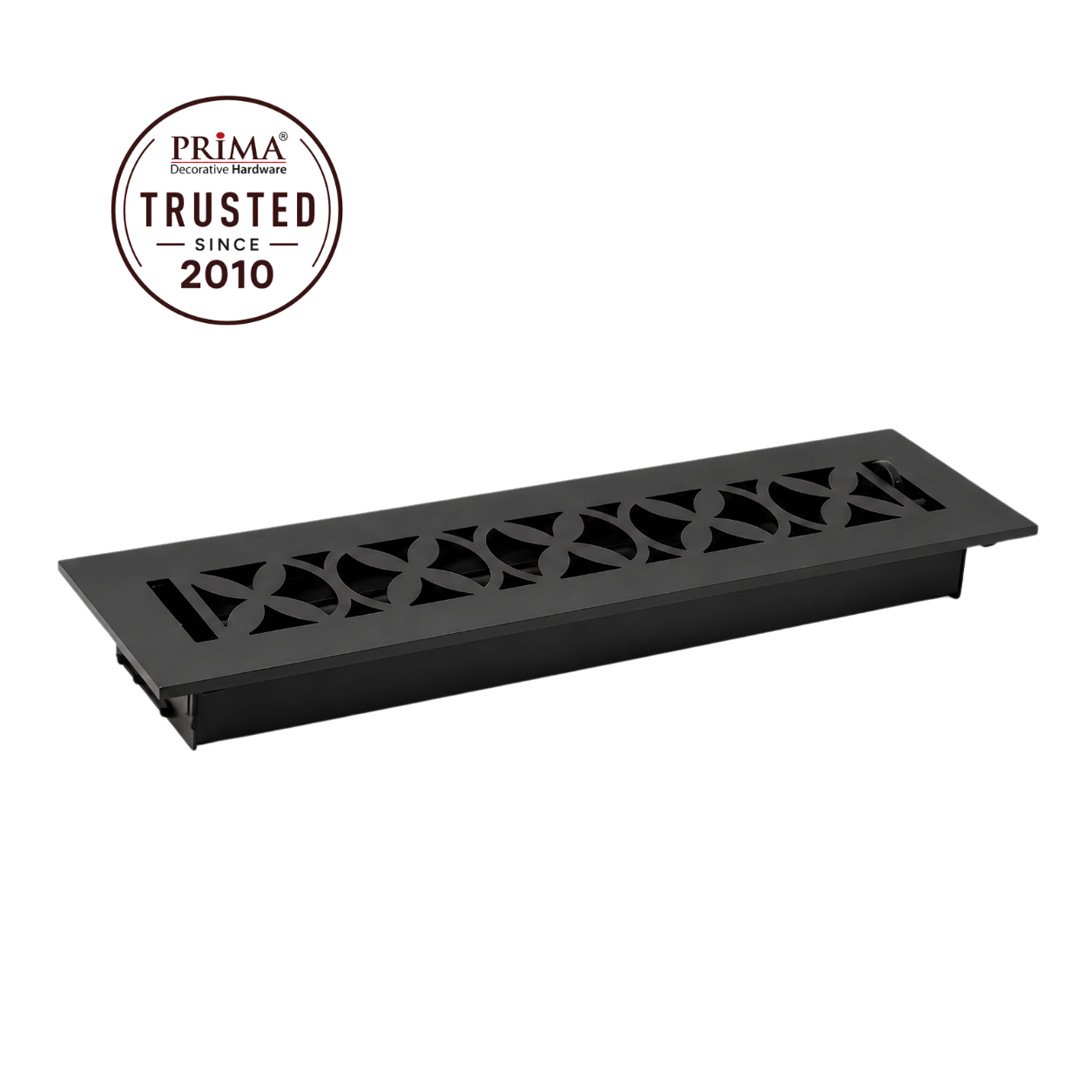 Cast Iron Floor Register 2" x 12” with Damper, Tudor Mushroom Design Vent Cover VR100