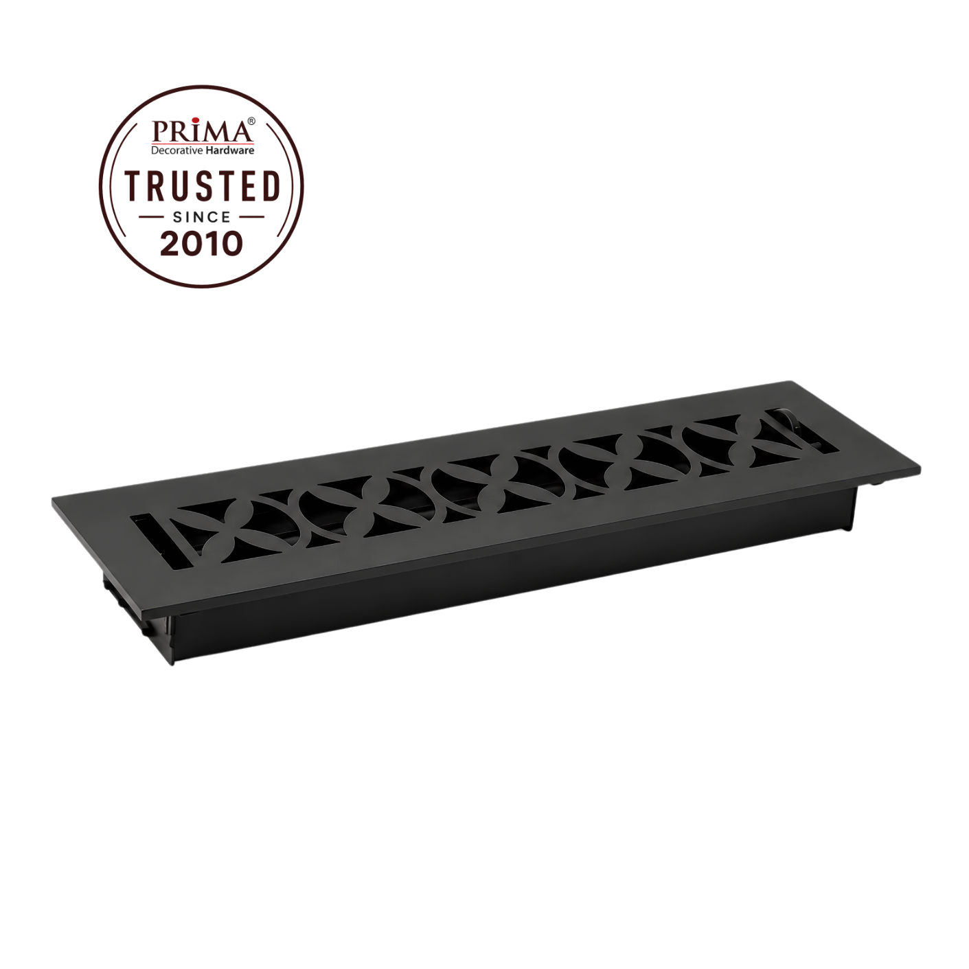 Floor register sideview with trust badge