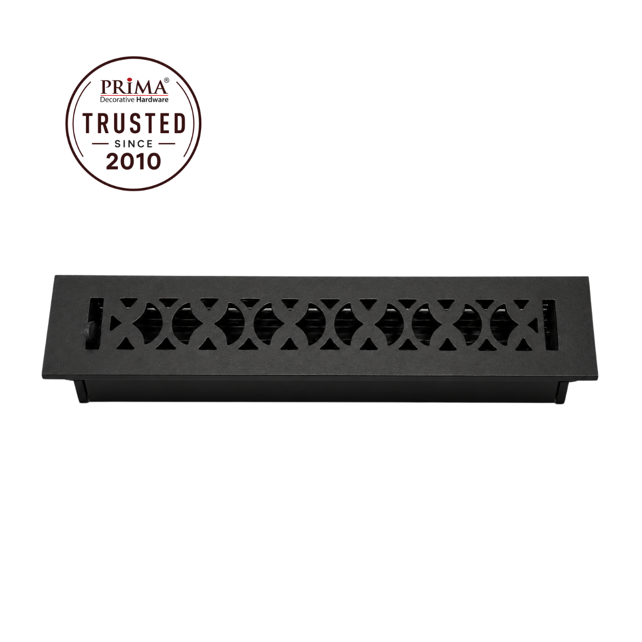 Cast Iron Floor Register 2" x 14” with Damper, Tudor Mushroom Design Vent Cover VR100