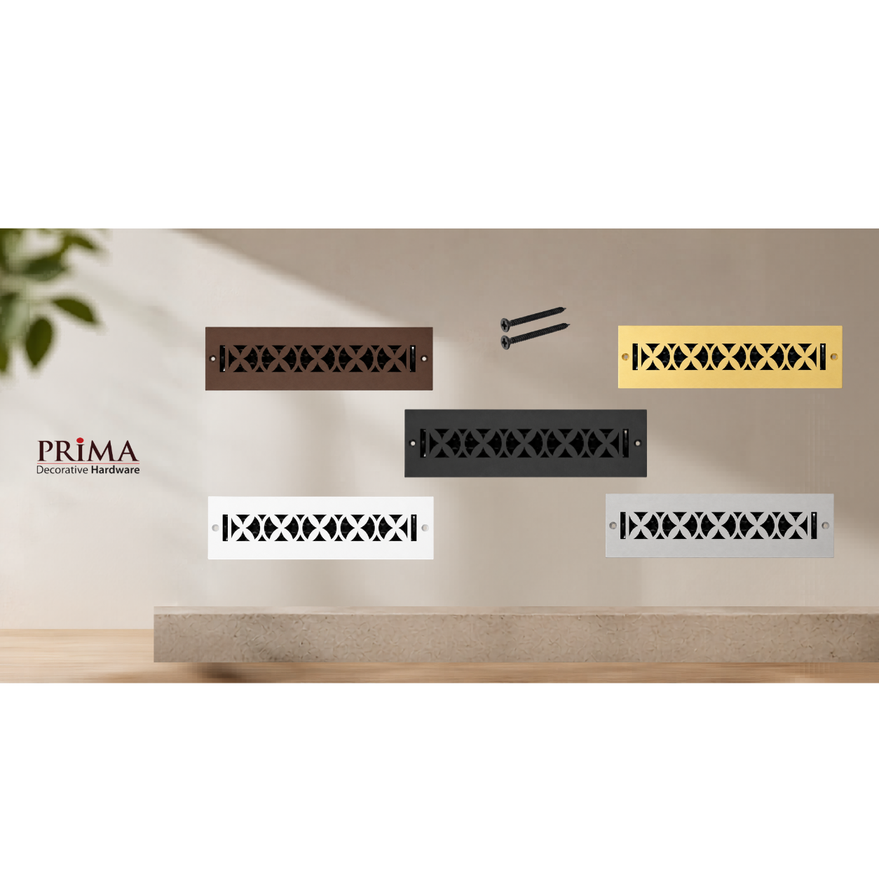 Combination of all floor registers with holes and screws