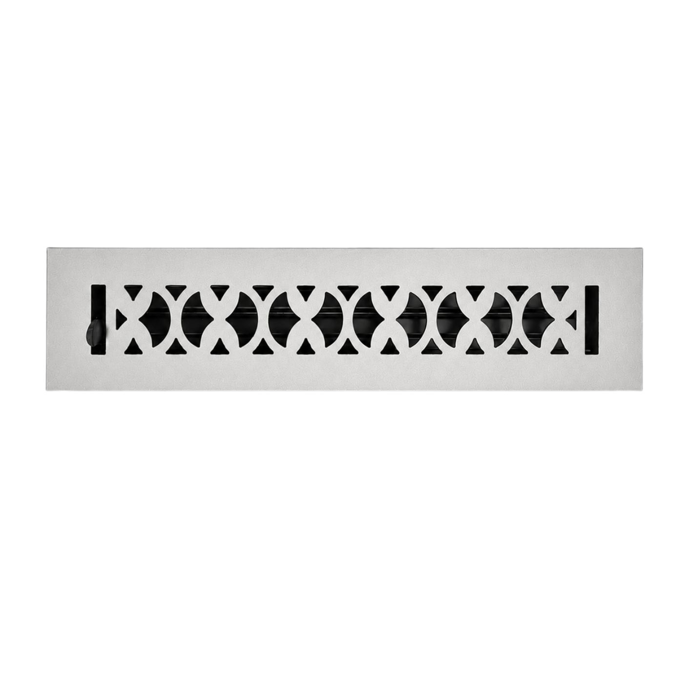 Matte silver floor register in a white background