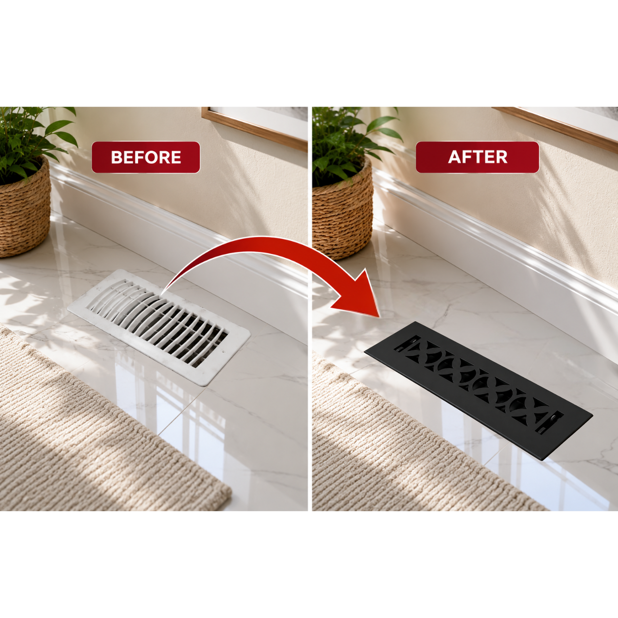 Cast Iron Floor Register 2" x 10” with Damper, Tudor Mushroom Design Vent Cover VR100