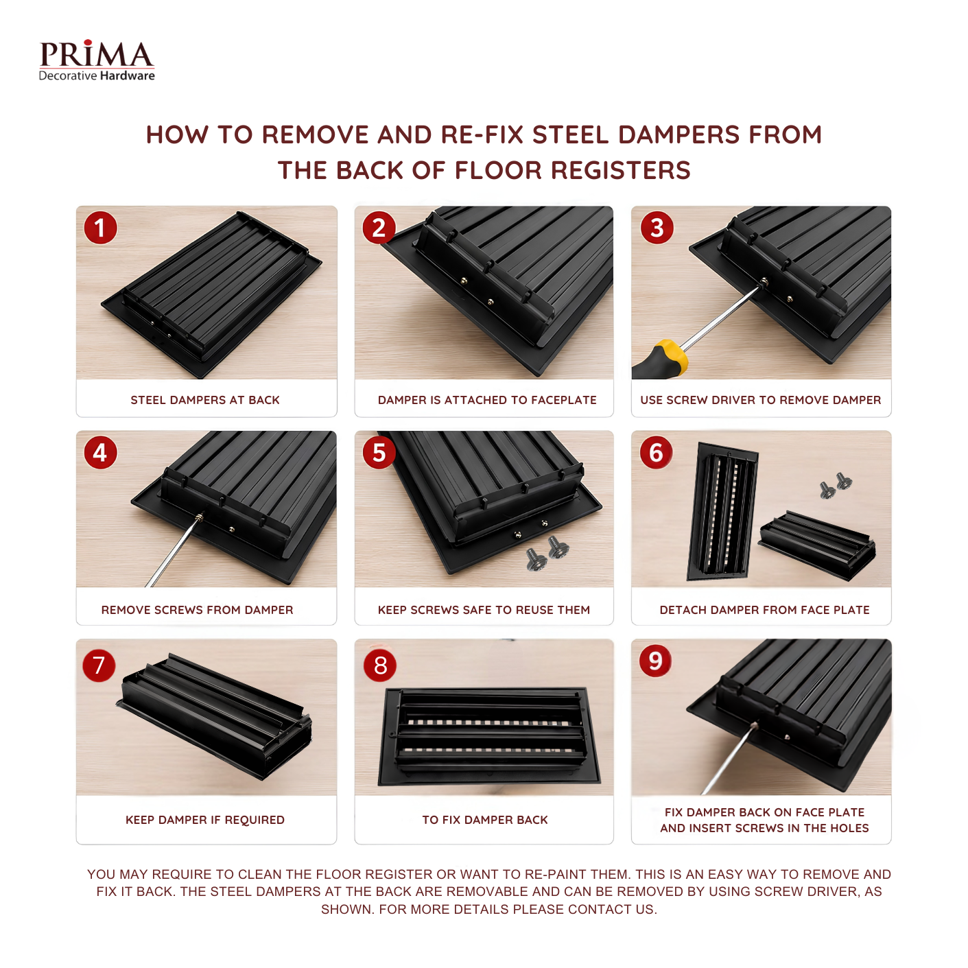 Cast Iron Floor Register 8" x 8” with Damper, Tudor Mushroom Design Vent Cover VR100