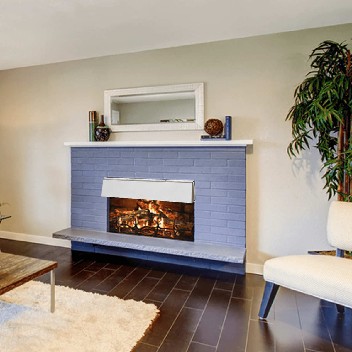 52" Fireplace Vent Deflector Hood – Cast Aluminum Heat and Airflow Director | Modern Wall-Mount Design