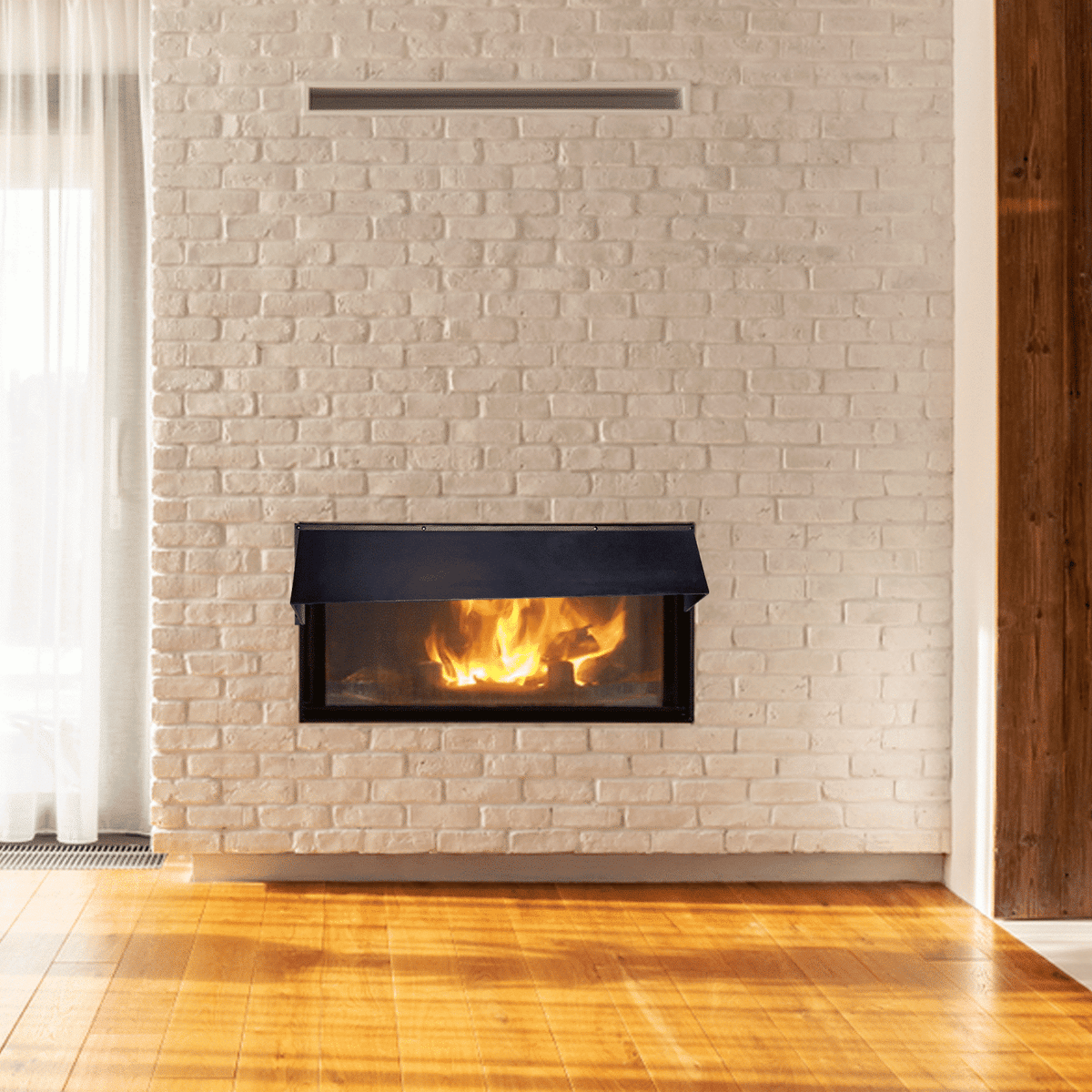 40" Fireplace Vent Deflector Hood – Cast Aluminum Heat and Airflow Director | Modern Wall-Mount Design