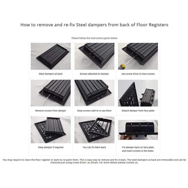 Cast Iron Floor Vent Cover / Register Size: 6″ x 12″ with Damper top faceplate outer size 7-1/4″ X 14″, thickness 5 mm, Premium Hand Made heavy-duty, durable, walkable – Powder coated Re-paintable for floors and walls-Tudor Mushroom Design (VR 100)