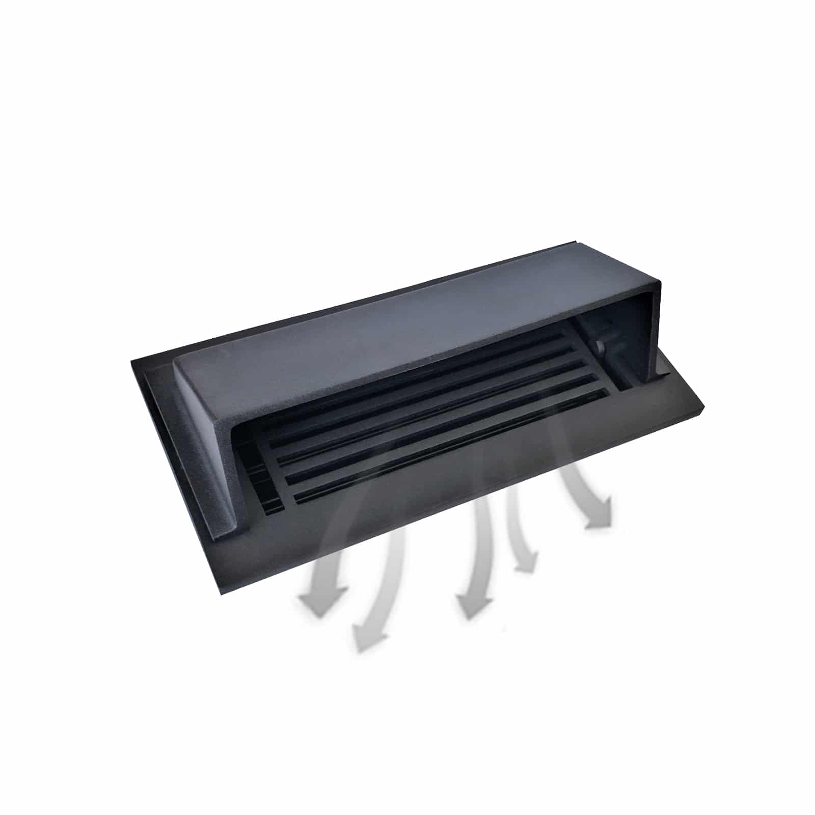 Metal Floor Vent Air Deflector 4"x10" - Heavy-Duty Cast Aluminum HVAC Diverter Cover - Fits multiple standard 2"x10", 3"x10", 4"x10", 6"x10" Vent openings – Modern  Design - Ideal for Use Under Furniture or Curtains, Black Finish.