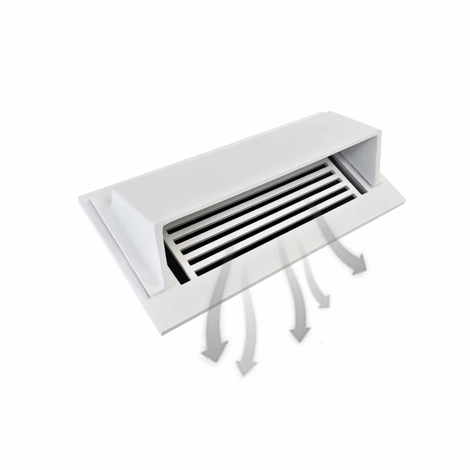 Metal Floor Vent Air Deflector 4″x10″ – Heavy-Duty Cast Aluminum HVAC Diverter Cover – Fits multiple standard 2″x10″, 3″x10″, 4″x10″, 6″x10″ Vent openings – Modern Design – Ideal for Use Under Furniture or Curtains, White Finish.