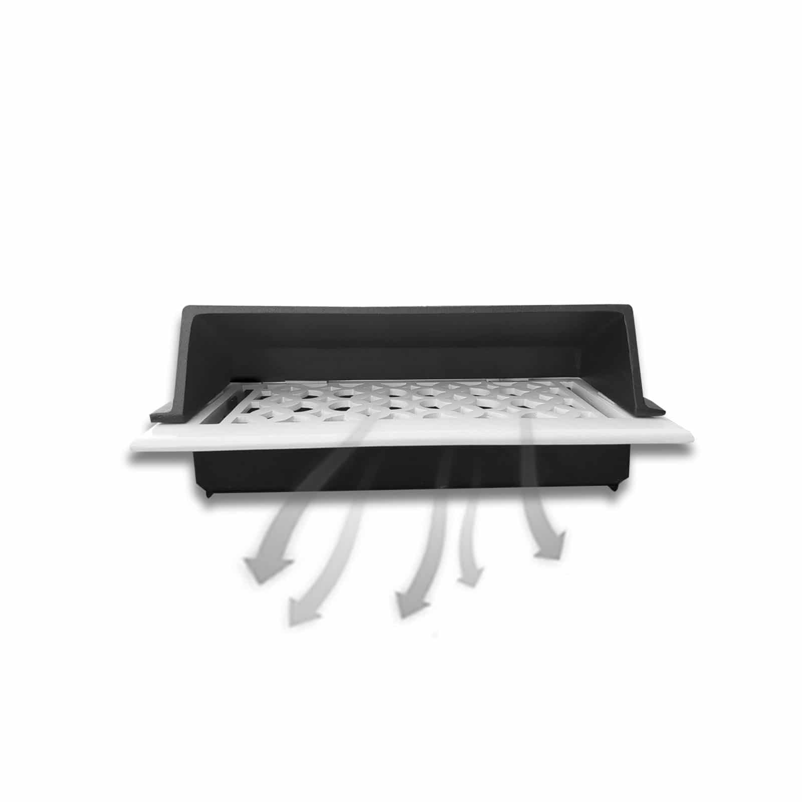 Metal Floor Vent Air Deflector 4"x10" - Heavy-Duty Cast Aluminum HVAC Diverter Cover - Fits multiple standard 2"x10", 3"x10", 4"x10", 6"x10" Vent openings – Modern  Design - Ideal for Use Under Furniture or Curtains, Black Finish.