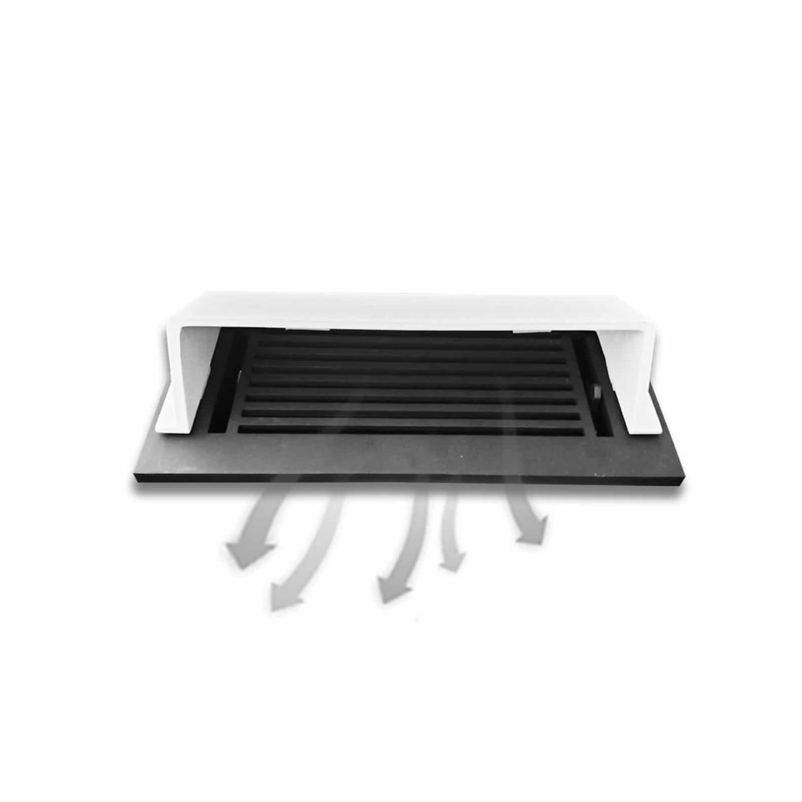 Metal Floor Vent Air Deflector 4"x10" - Heavy-Duty Cast Aluminum HVAC Diverter Cover - Fits multiple standard 2"x10", 3"x10", 4"x10", 6"x10" Vent openings – Modern  Design - Ideal for Use Under Furniture or Curtains, Black Finish.