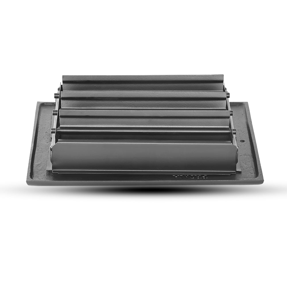 Floor Vent Cover / Register Size: 6” x 8” VR100 with Damper top faceplate outer size 7-1/4″ x 9-3/4″, thickness 5 mm, decorative handcrafted high-quality metal – cast aluminum powder coated Re-paintable for floors, walls, and ceilings