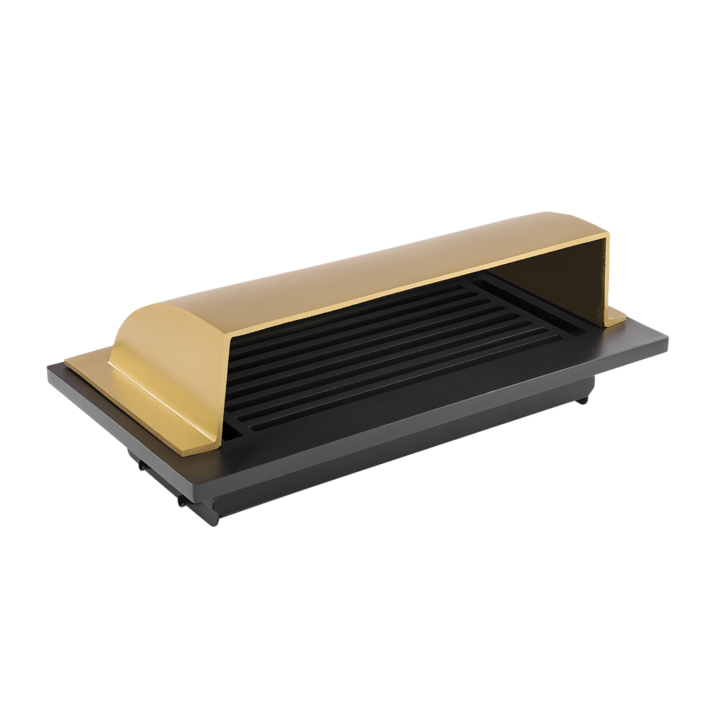 Metal Floor Vent Air Deflector 4″x10″- cast Aluminum HVAC Diverter fits on 2″x 10″, 3″x 10″, 4″x10″ and 6″x 10″ Vents. Heavy - duty Vent Cover for Vents Under Furniture, Beds, Sofas, or Curtains - Dome Design Matte Gold
