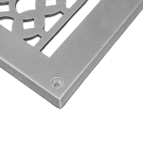 Floor Vent Cover / Register Size: 2” x 10” VR100 with Damper top faceplate outer size 4” x 12”, thickness 5 mm, decorative handcrafted high-quality metal – cast aluminum powder coated Re-paintable for floors, walls, and ceilings
