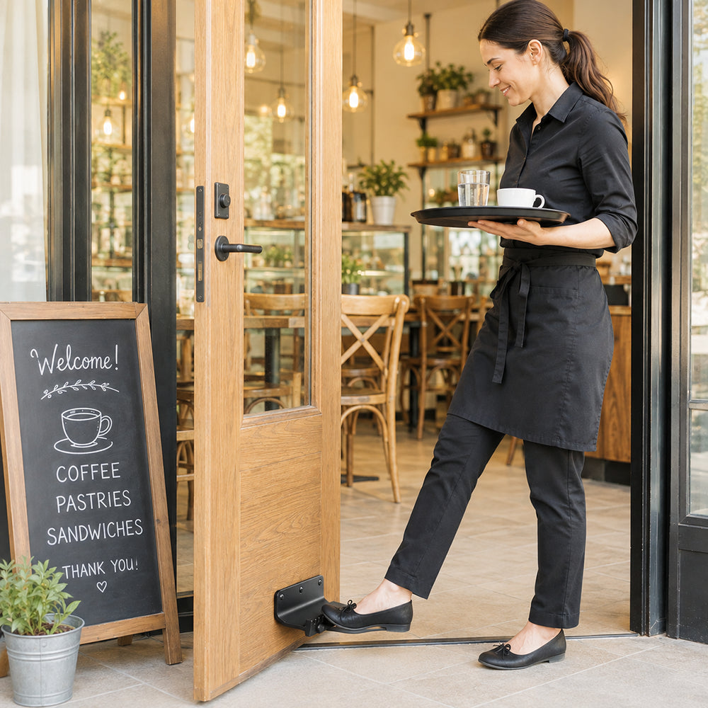 Hands-Free Foot-Operated Door Pull for Restaurants, Commercial Kitchens, and Public Restrooms – Aluminum Door Opener