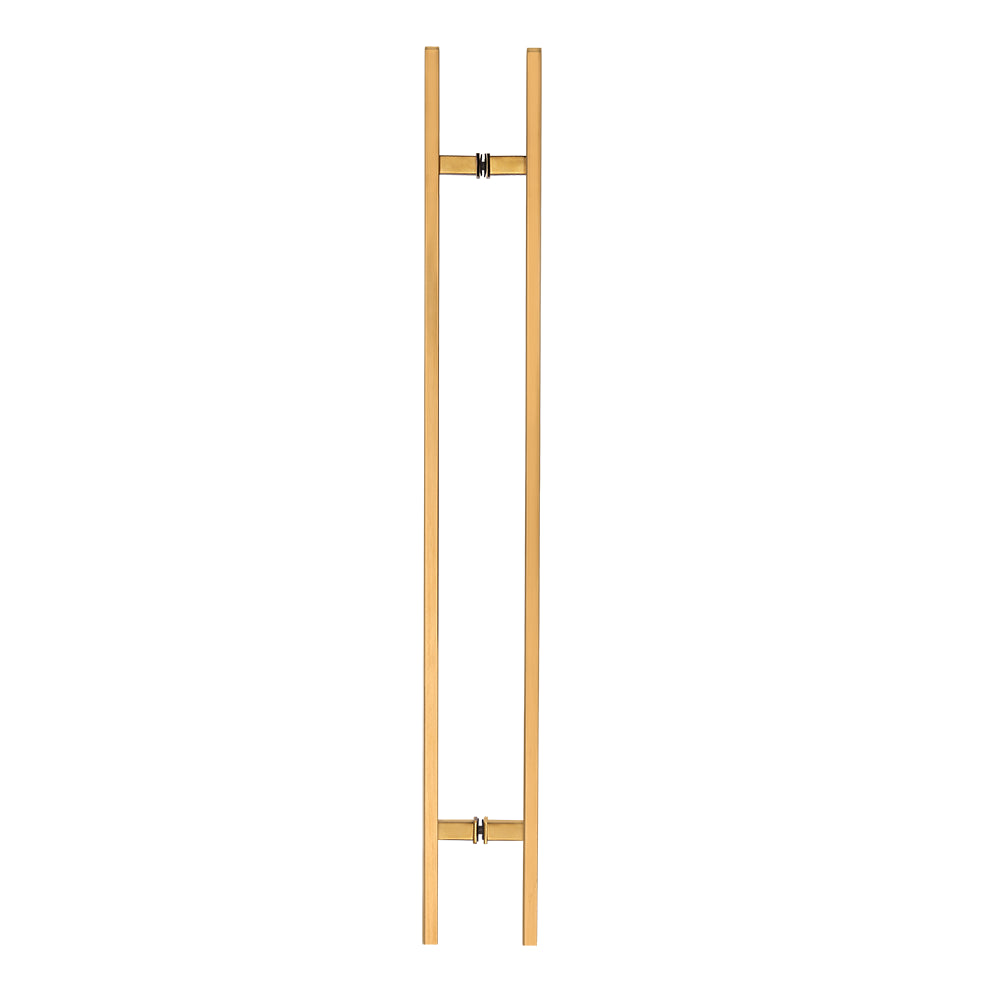 Poignée de porte d'entrée dos à dos de 60 po – Modèle rectangulaire « H », style échelle moderne | Acier inoxydable 304 de qualité supérieure | Finition PVD or