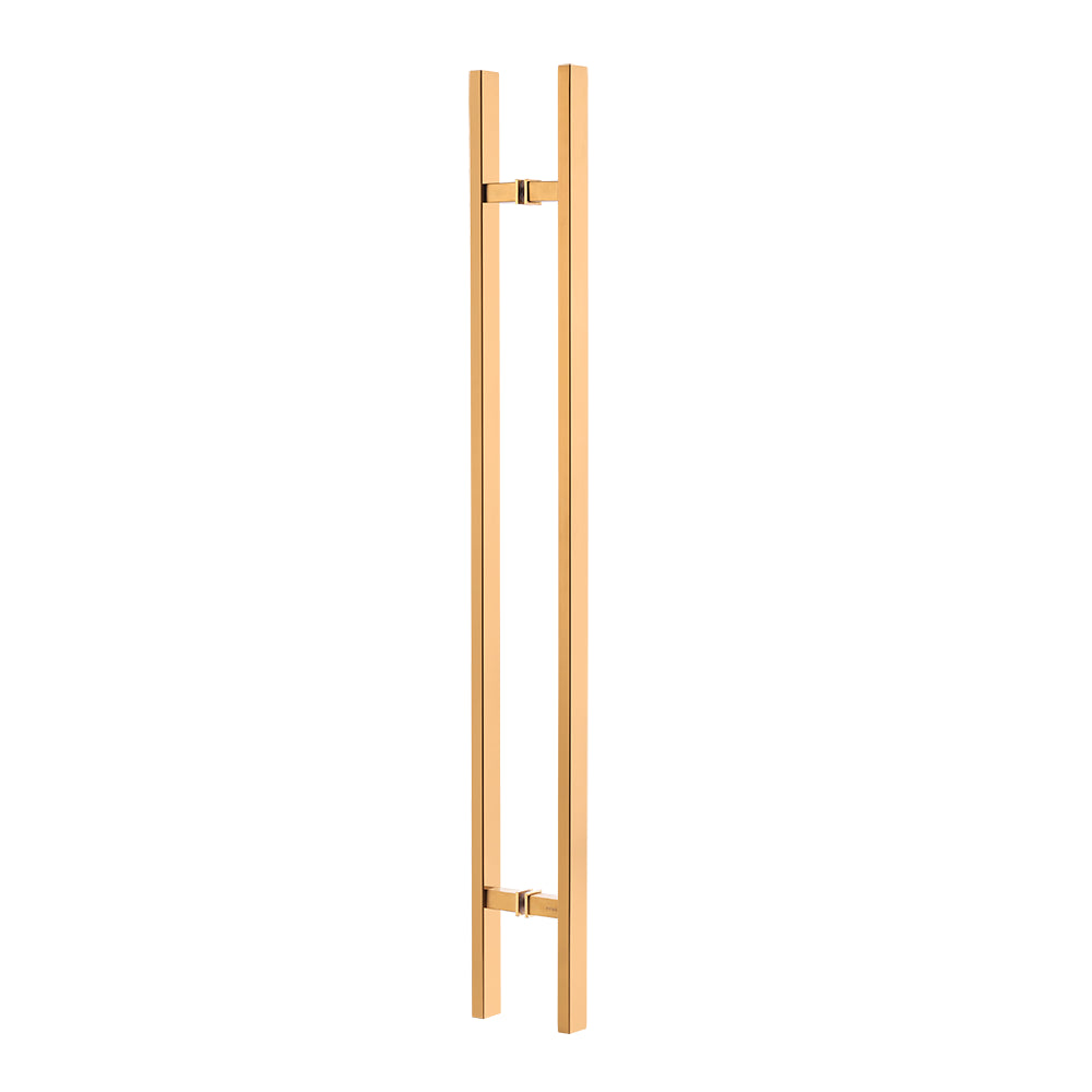 36" Back-to-Back Entry Door Pull / Push Handle - Rectangle ‘H’ Type, Ladder Style Modern Design | Premium 304 Stainless Steel | PVD Gold Finish