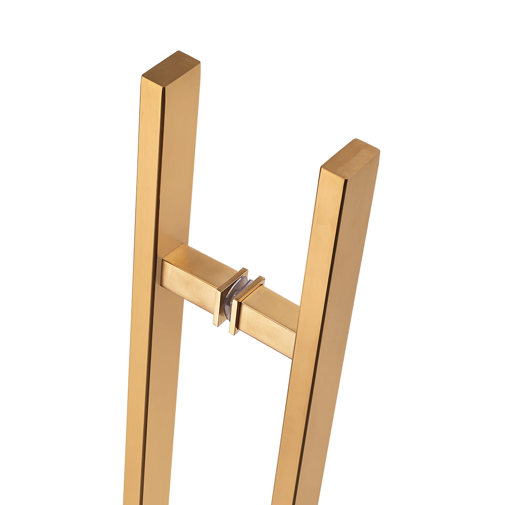 Poignée de porte d'entrée dos à dos de 45,7 cm (18 po) – Modèle rectangulaire « H », style échelle moderne | Acier inoxydable 304 de qualité supérieure | Finition PVD or