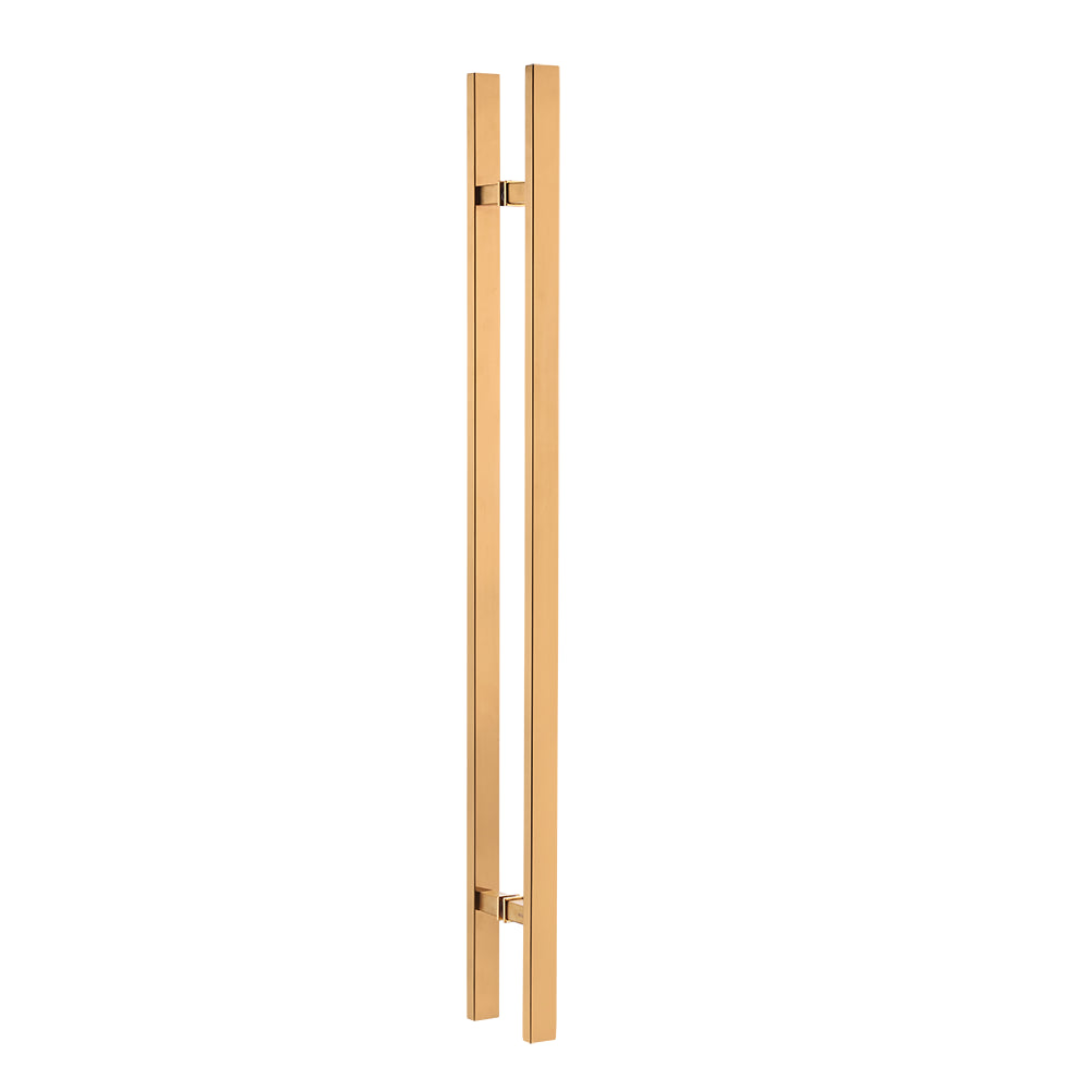 18" Back-to-Back Entry Door Pull / Push Handle - Rectangle ‘H’ Type, Ladder Style Modern Design | Premium 304 Stainless Steel | PVD Gold Finish