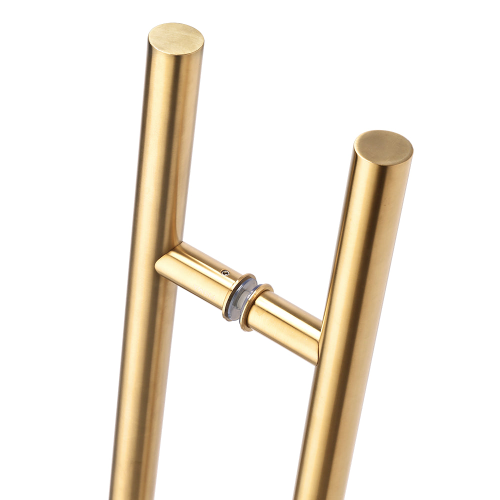 36" Back-to-Back Entry Door Pull / Push Handle - Round ‘H’ Type, Ladder Style Modern Design | Premium 304 Stainless Steel | PVD Gold Finish
