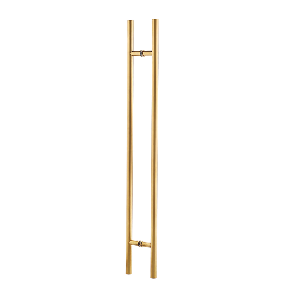 60" Back-to-Back Entry Door Pull / Push Handle - Round ‘H’ Type, Ladder Style Modern Design | Premium 304 Stainless Steel | PVD Gold Finish