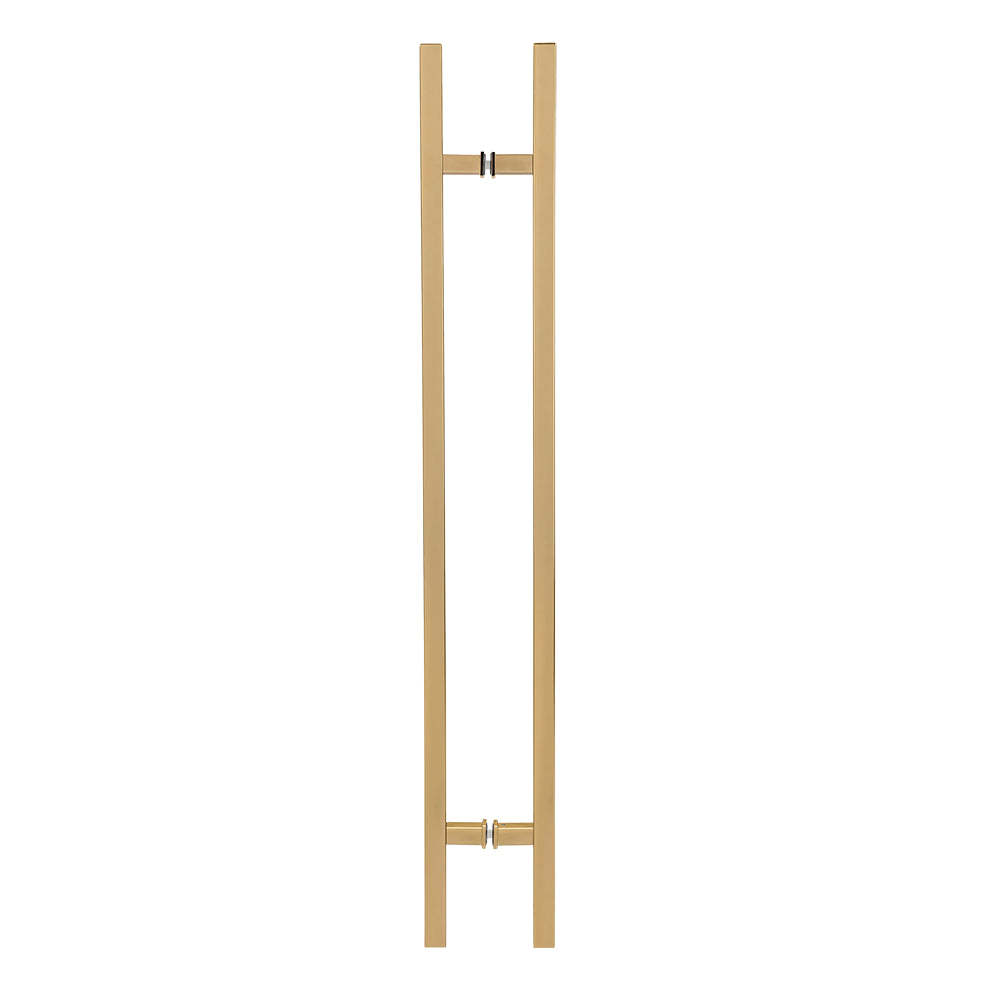 72" Back-to-Back Entry Door Pull Handle | Square H Type Ladder Style | 304 Stainless Steel Front Door Push Pull Handle | for Residential & Commercial use - PVD Gold
