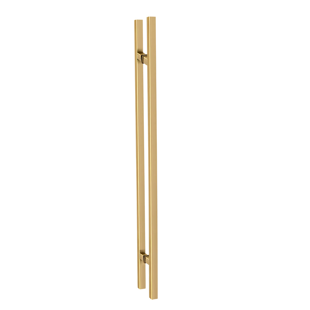 60" Back-to-Back Entry Door Pull / Push Handle - Square ‘H’ Type, Ladder Style Modern Design | Premium 304 Stainless Steel | PVD Gold Finish