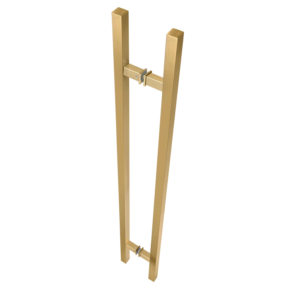 72" Back-to-Back Entry Door Pull Handle | Square H Type Ladder Style | 304 Stainless Steel Front Door Push Pull Handle | for Residential & Commercial use - PVD Gold
