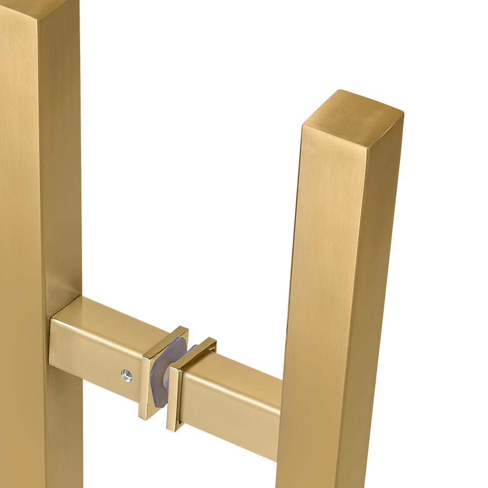 72" Back-to-Back Entry Door Pull Handle | Square H Type Ladder Style | 304 Stainless Steel Front Door Push Pull Handle | for Residential & Commercial use - PVD Gold