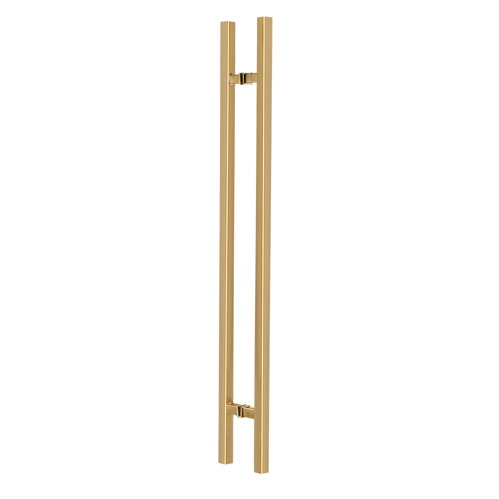 72" Back-to-Back Entry Door Pull Handle | Square H Type Ladder Style | 304 Stainless Steel Front Door Push Pull Handle | for Residential & Commercial use - PVD Gold