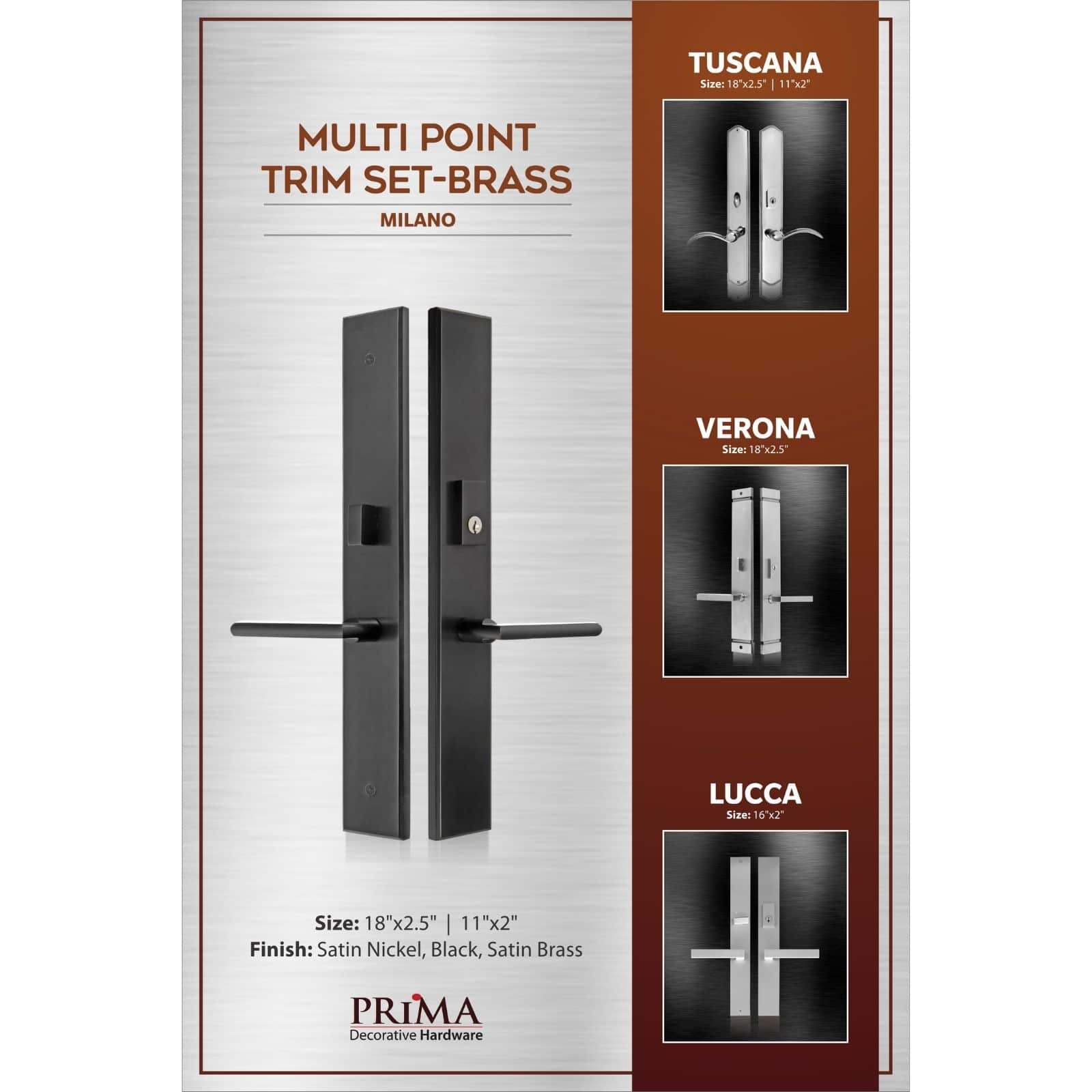 Multi Point Lock Trim Set Brass 11