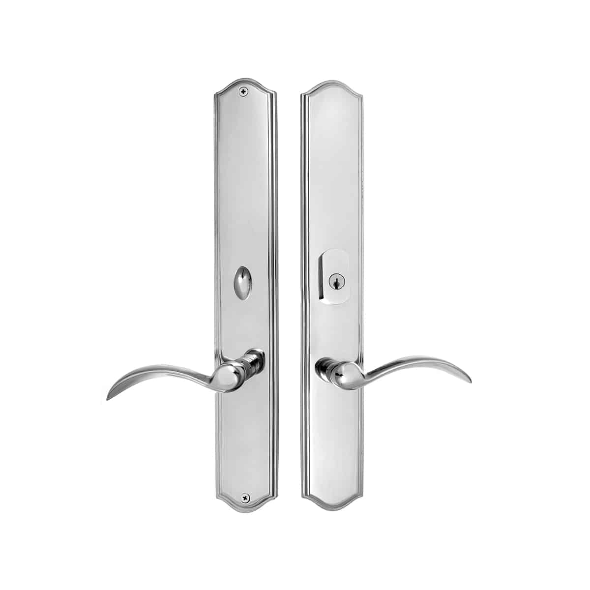 Multi point lock trim set Brass 18"x2.5" Tuscana Satin Nickel