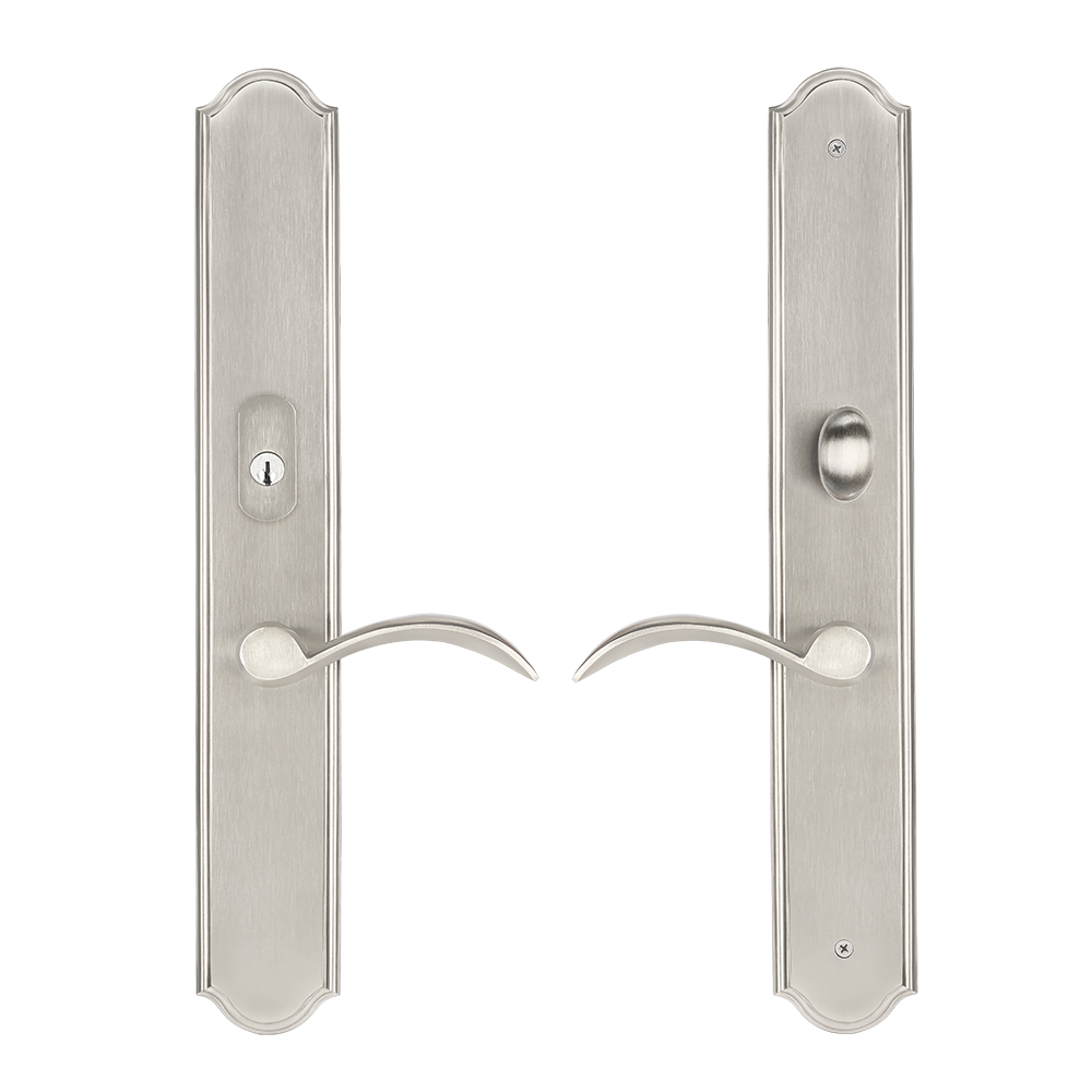 Multi point lock trim set Brass 18"x2.5" Tuscana Satin Nickel
