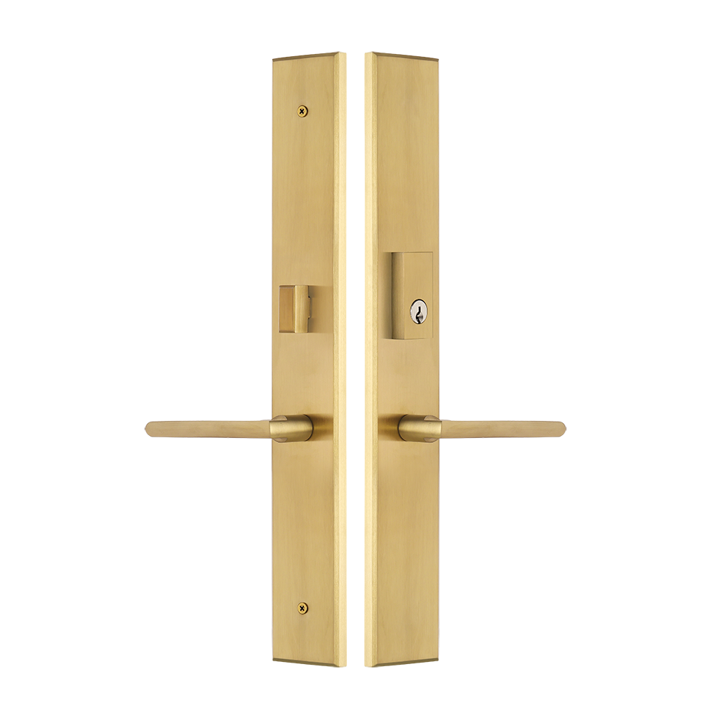 Multi Point Lock Trim Set Brass 11"X2" Milano Small Satin Gold