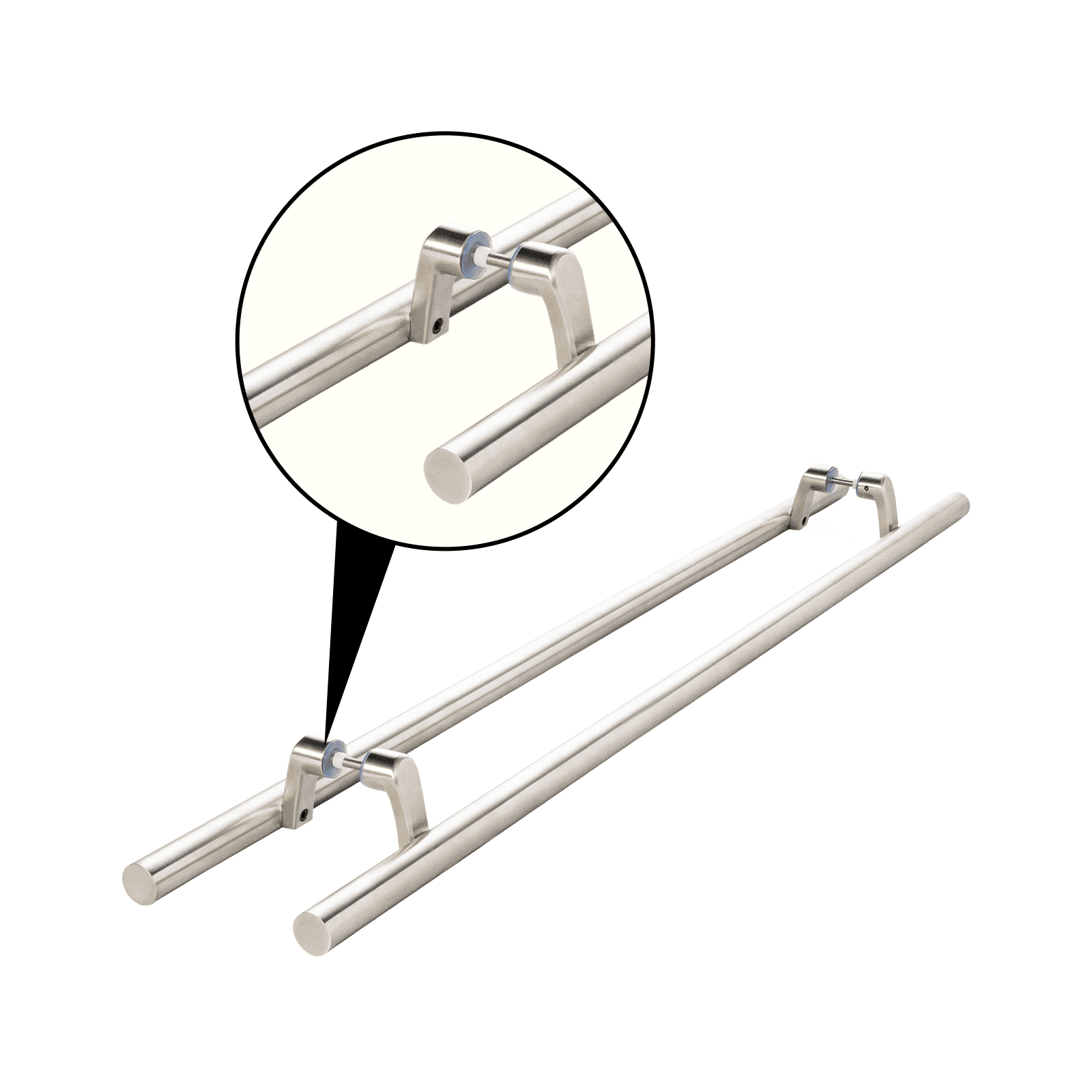 Fixation décalée pour poteau central - pour poignées d'échelle rondes en acier inoxydable 304 satiné (2 paires)