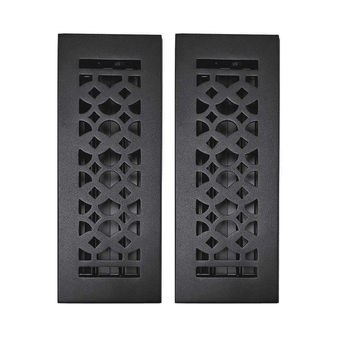 Floor Vent Cover / Register Size: 3” x 10” VR100 with Damper top faceplate outer size 12″x5″, thickness 5 mm, decorative handcrafted high-quality metal - cast aluminum powder coated Re-paintable for floors, walls, and ceilings