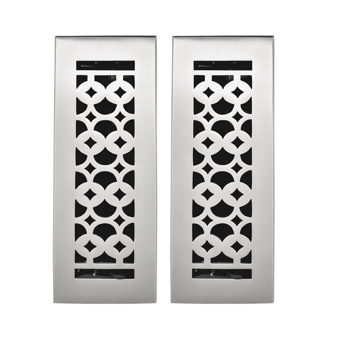 Floor Vent Cover / Register Size: 3” x 10” VR100 with Damper top faceplate outer size 12″x5″, thickness 5 mm, decorative handcrafted high-quality metal - cast aluminum powder coated Re-paintable for floors, walls, and ceilings