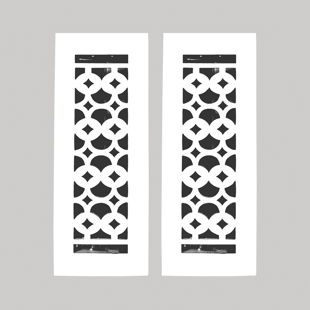 Floor Vent Cover / Register Size: 3” x 10” VR100 with Damper top faceplate outer size 12″x5″, thickness 5 mm, decorative handcrafted high-quality metal - cast aluminum powder coated Re-paintable for floors, walls, and ceilings