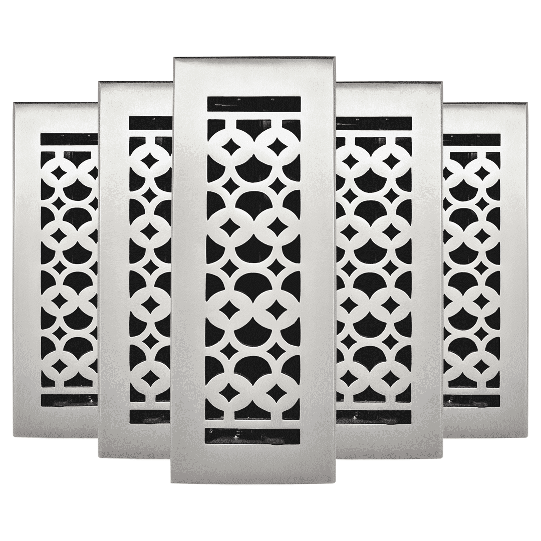 Floor Vent Cover / Register Size: 3” x 10” VR100 with Damper top faceplate outer size 12″x5″, thickness 5 mm, decorative handcrafted high-quality metal - cast aluminum powder coated Re-paintable for floors, walls, and ceilings
