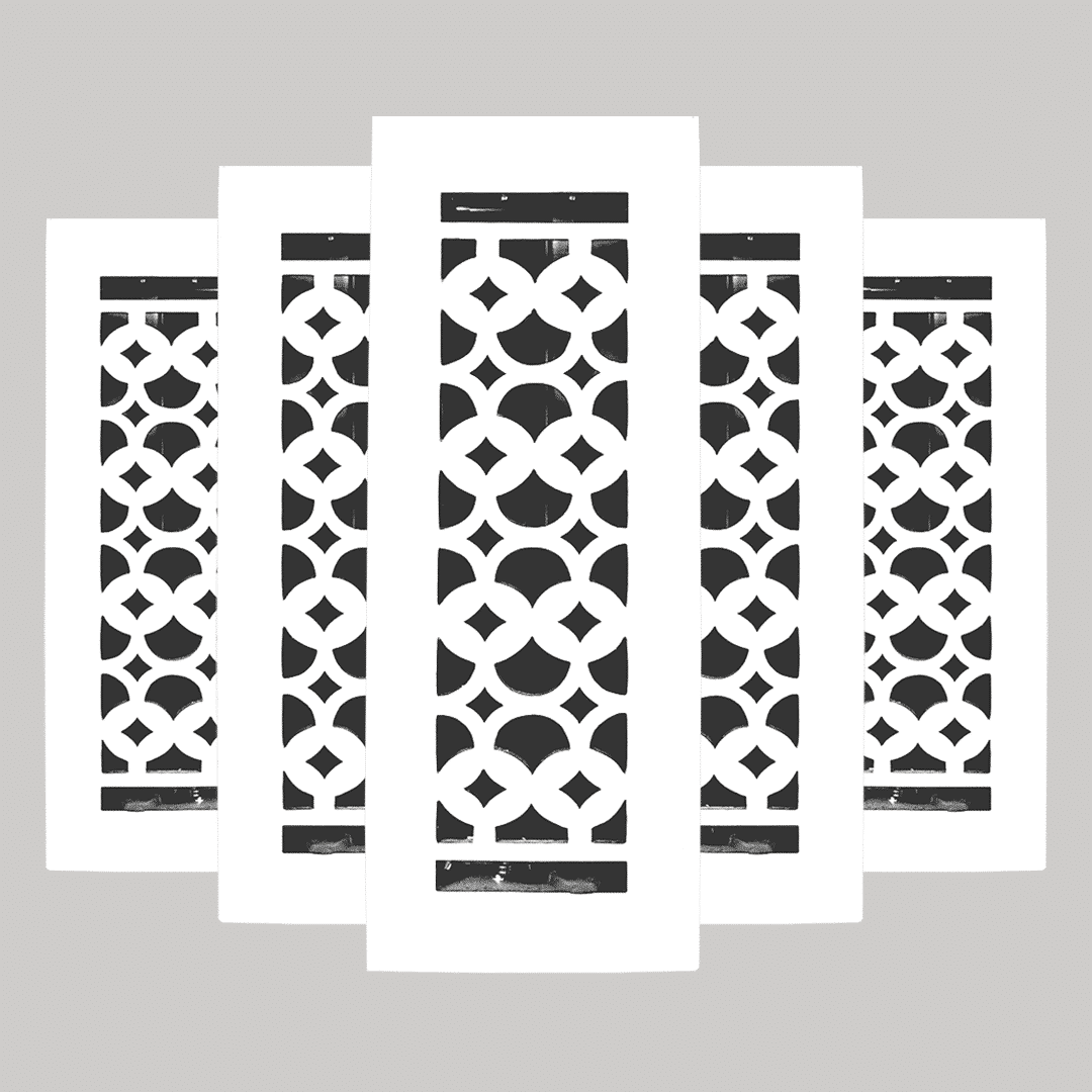 Floor Vent Cover / Register Size: 3” x 10” VR100 with Damper top faceplate outer size 12″x5″, thickness 5 mm, decorative handcrafted high-quality metal - cast aluminum powder coated Re-paintable for floors, walls, and ceilings