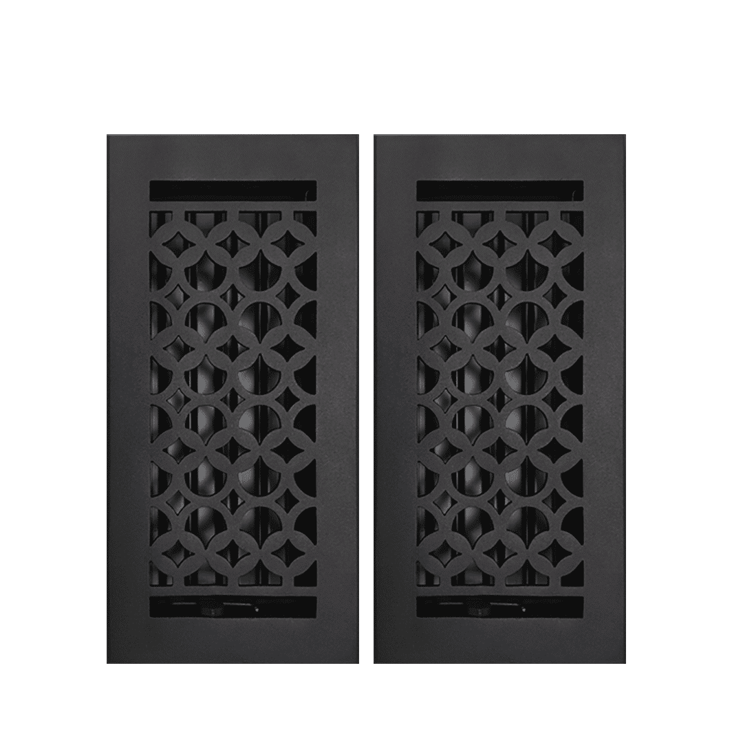 Floor Vent Cover / Register Size: 4” x 10” VR100 with Damper top faceplate outer size 6″ x 12″, thickness 5 mm, decorative high-quality metal – cast aluminum powder coated Re-paintable for floors, walls, and ceilings
