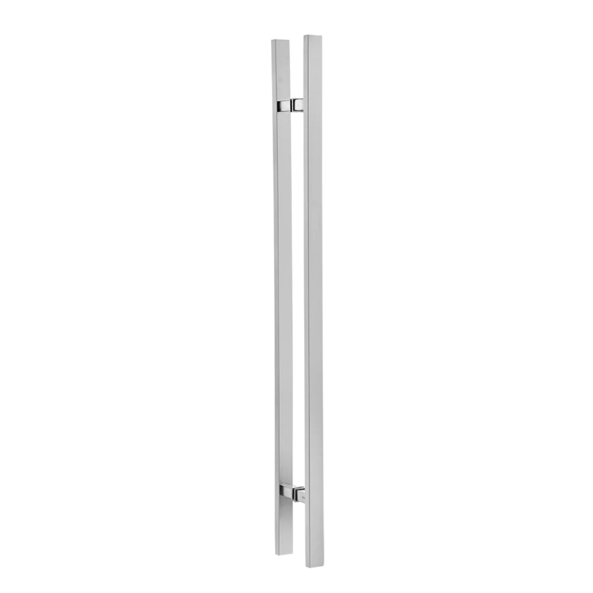 A narrow stainless steel door pull with two vertical bars, shown on a plain white background.
