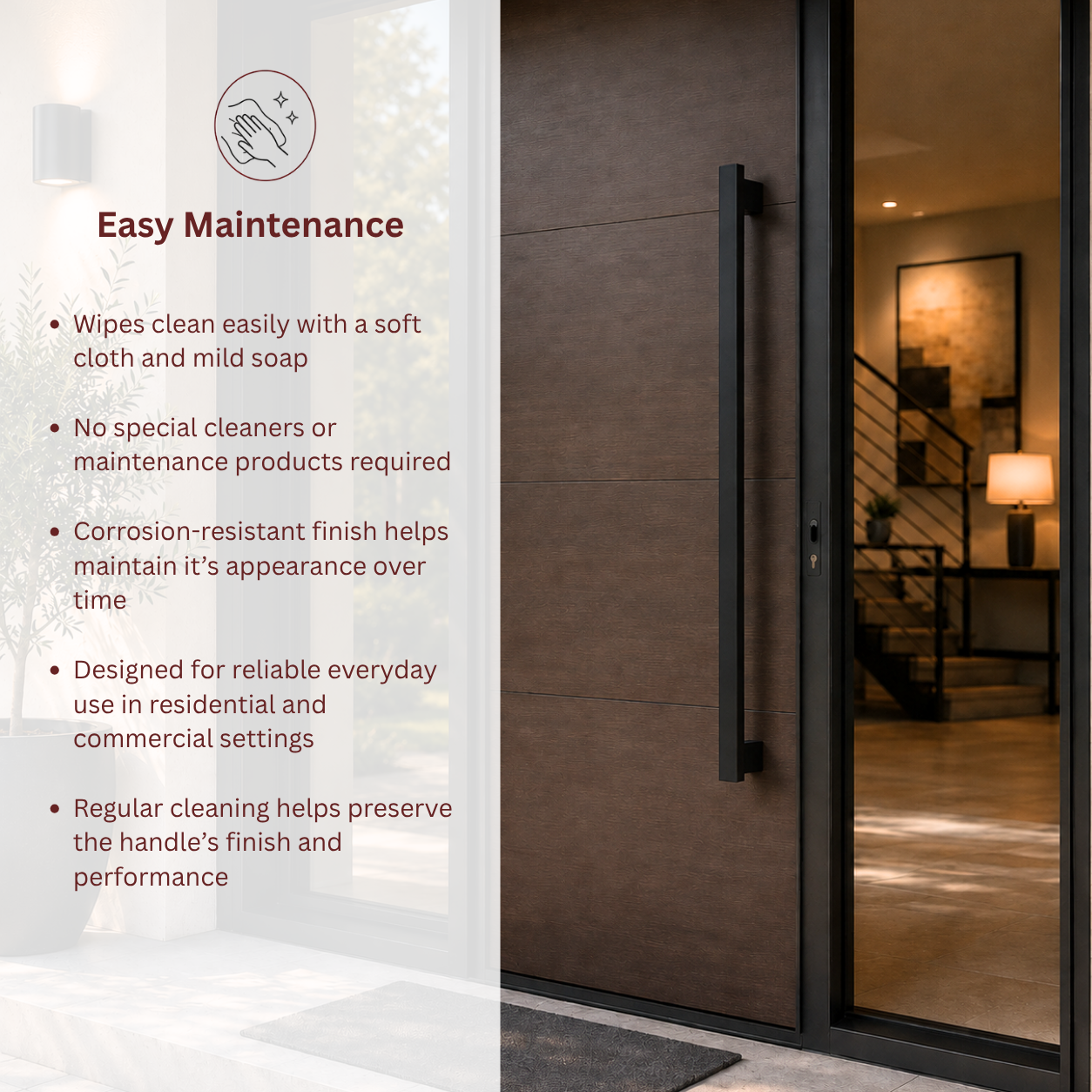 36" Back-to-Back Entry Door Pull Handle | Rectangle H Type Ladder Style | 304 Stainless Steel Front Door Push Pull Handle | for Residential & Commercial use - Black