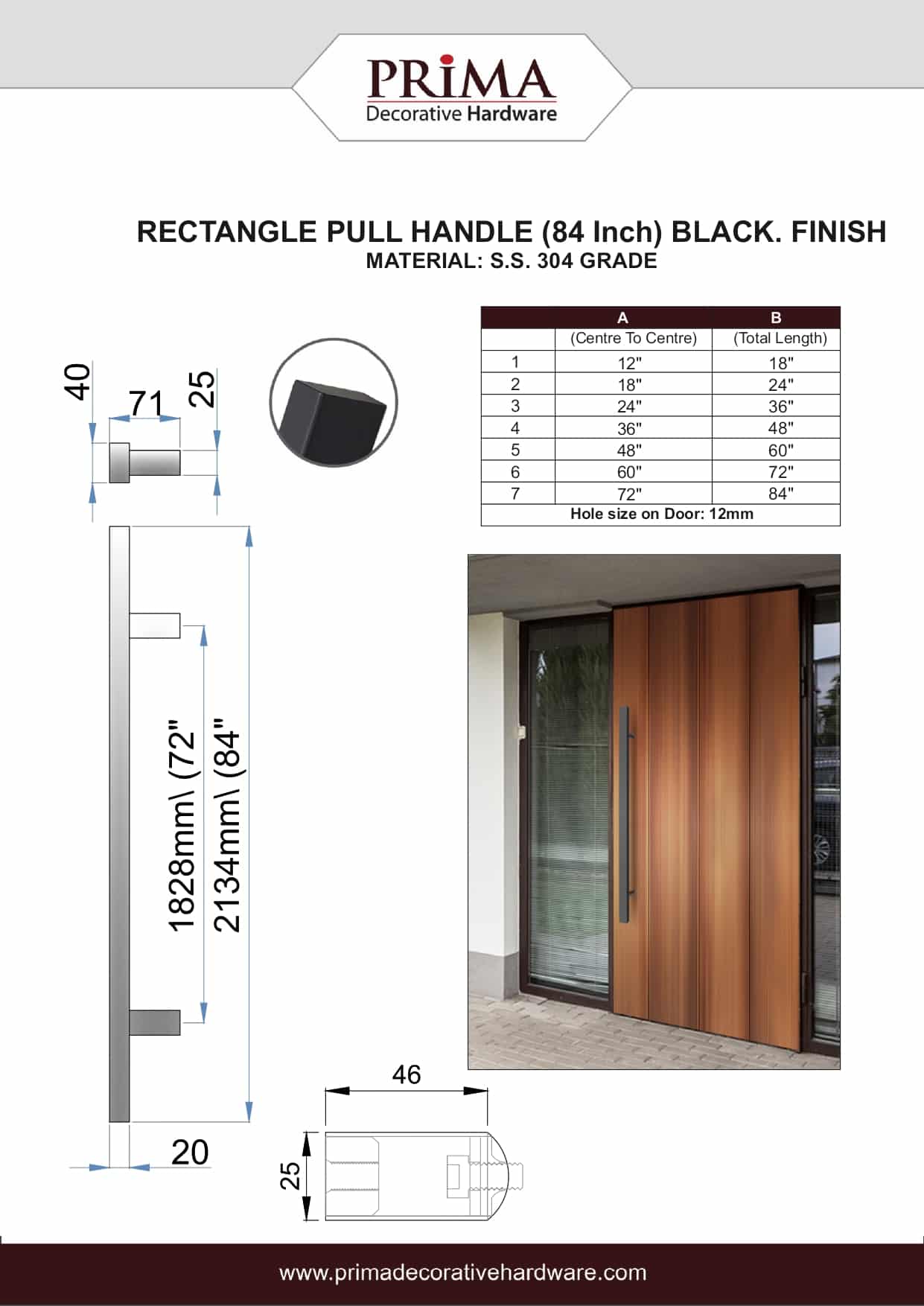 Poignée de porte d'entrée dos à dos de 84 po – Modèle rectangulaire « H », style échelle moderne | Acier inoxydable 304 de qualité supérieure | Finition noir mat